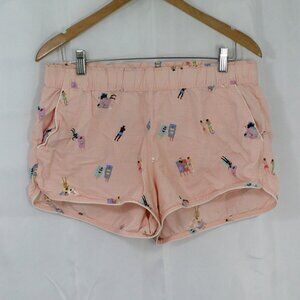 Love by Gap Women's Medium Pink Sleep Shorts with Pockets and Beach Pattern